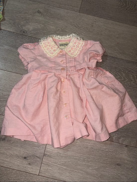 Laura Ashley Other - Laura Ashley Pink Baby Dress with Cream Crochet Trim